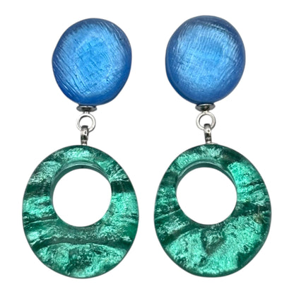 Crystal Aztec Hollow Circles Shiny Double Drop Stud Earrings | The Jewellery Stop