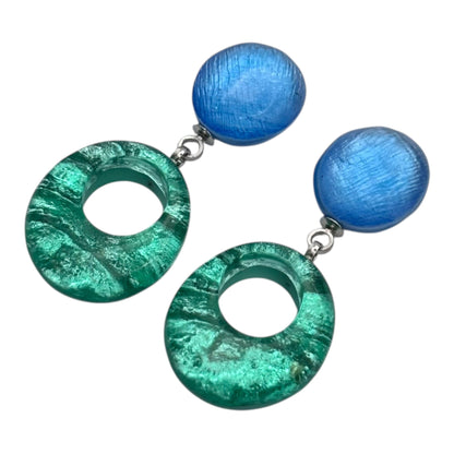Crystal Aztec Hollow Circles Shiny Double Drop Stud Earrings | The Jewellery Stop