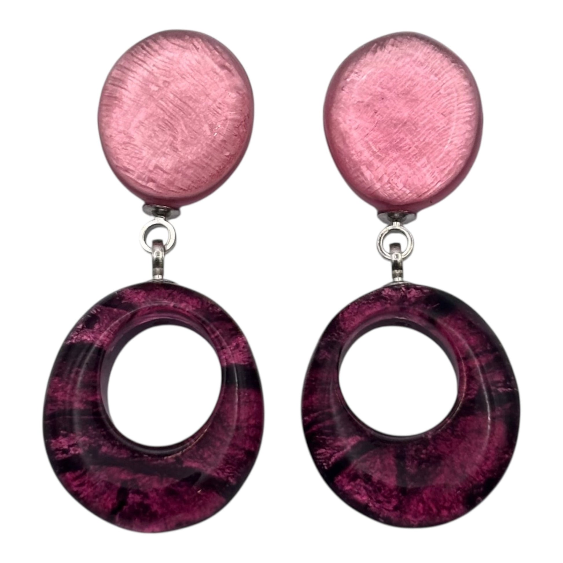 Peony Aztec Hollow Circles Shiny Double Drop Stud Earrings | The Jewellery Stop