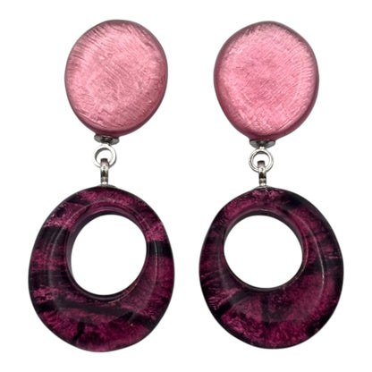 Peony Aztec Hollow Circles Shiny Double Drop Stud Earrings | The Jewellery Stop