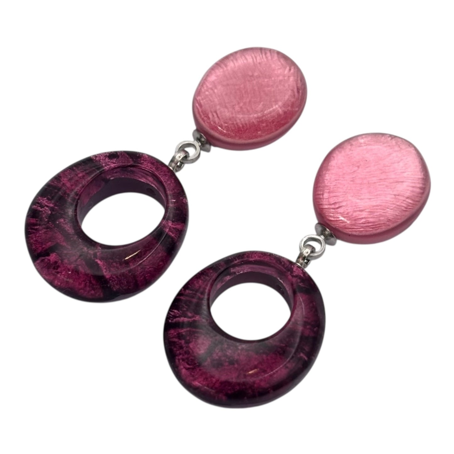 Peony Aztec Hollow Circles Shiny Double Drop Stud Earrings | The Jewellery Stop