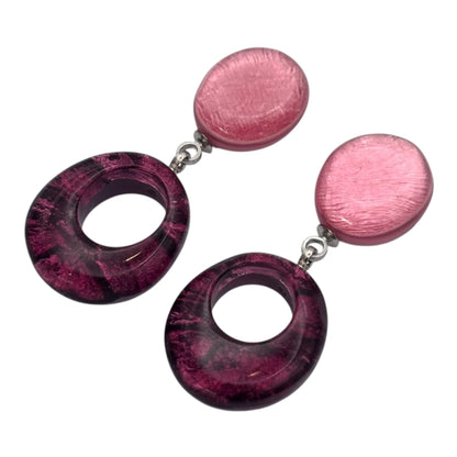 Peony Aztec Hollow Circles Shiny Double Drop Stud Earrings | The Jewellery Stop