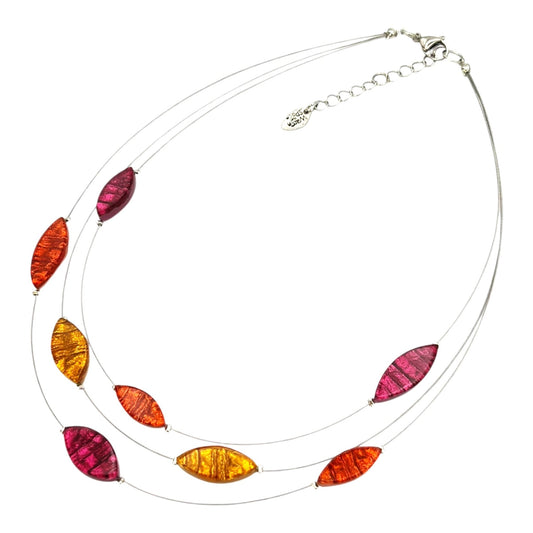 Tropical Aztec Petal Shiny 3 Strand Necklace | The Jewellery Stop
