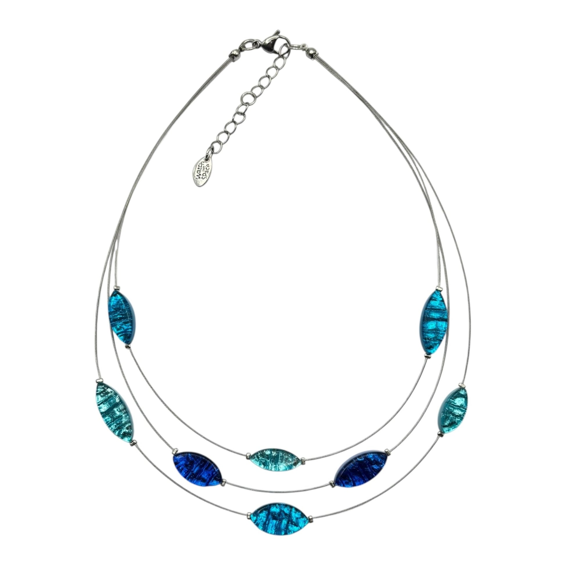 Turquoise Aztec Petal Shiny 3 Strand Necklace | The Jewellery Stop