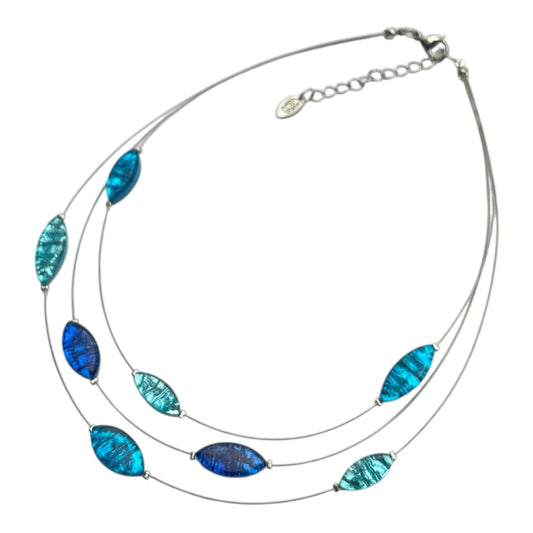 Turquoise Aztec Petal Shiny 3 Strand Necklace | The Jewellery Stop