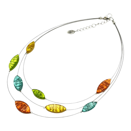 Zest Aztec Petal Shiny 3 Strand Necklace | The Jewellery Stop
