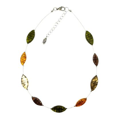 Pistachio Aztec Petal Shiny Floating Necklace | The Jewellery Stop