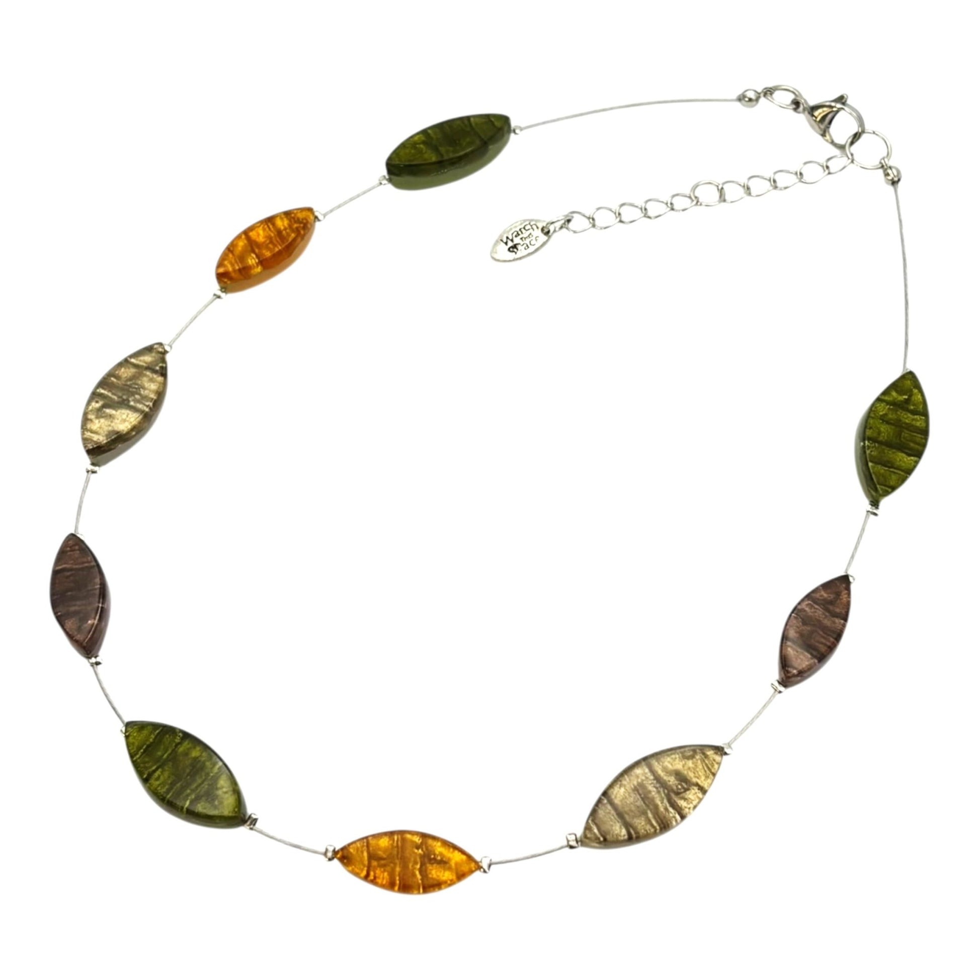 Pistachio Aztec Petal Shiny Floating Necklace | The Jewellery Stop