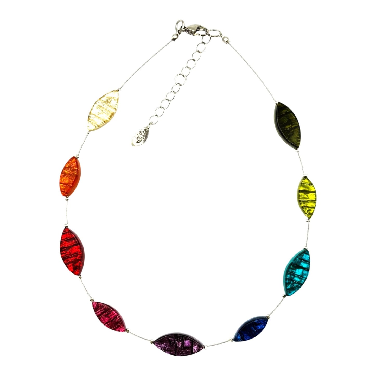 Rainbow Aztec Petal Shiny Floating Necklace | The Jewellery Stop