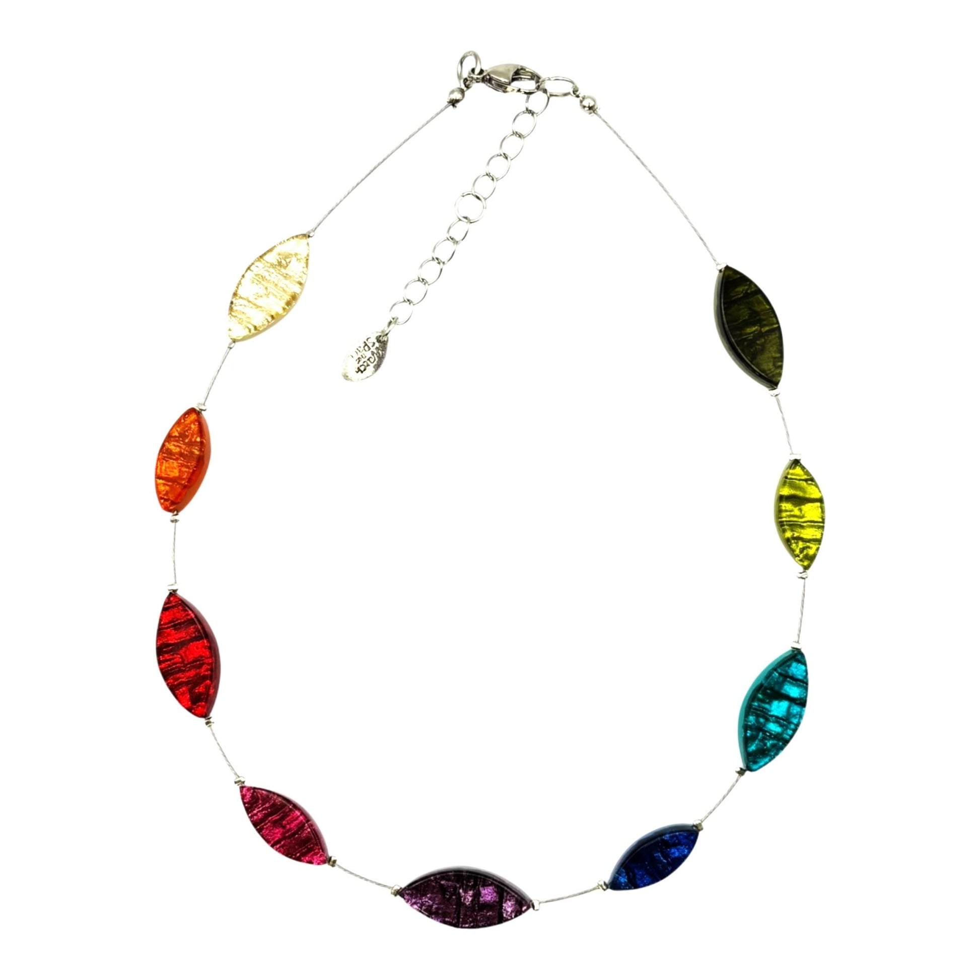 Rainbow Aztec Petal Shiny Floating Necklace | The Jewellery Stop