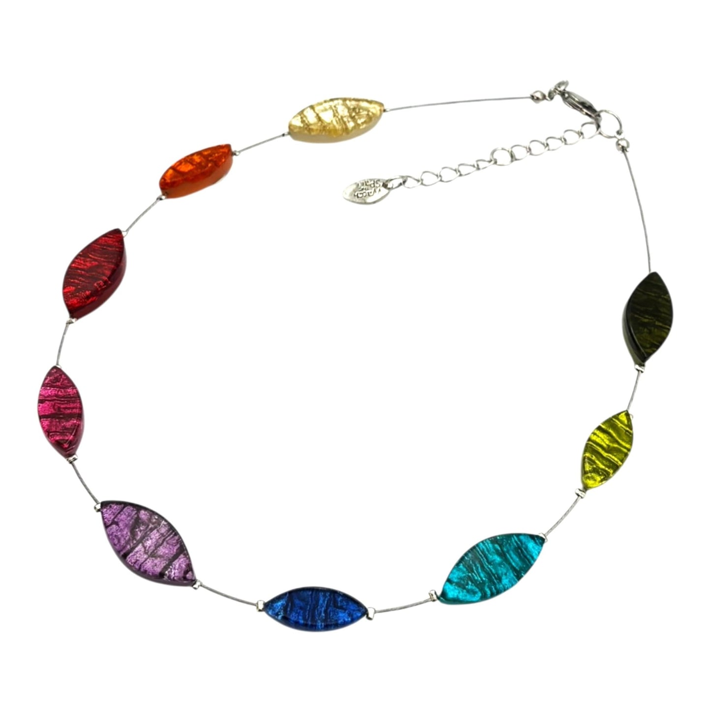 Rainbow Aztec Petal Shiny Floating Necklace | The Jewellery Stop