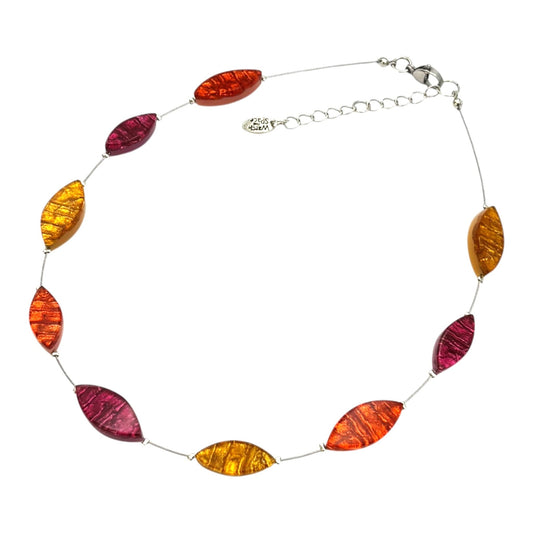 Tropical Aztec Petal Shiny Floating Necklace | The Jewellery Stop