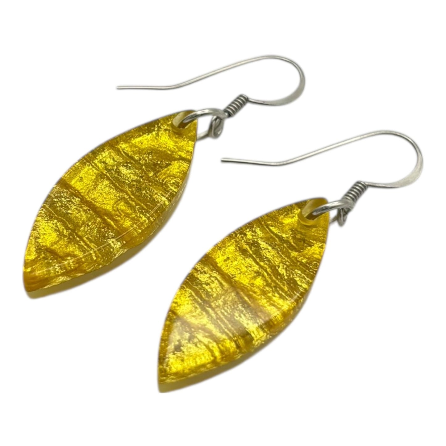 Lemon Aztec Petal Shiny Fish Hook Earrings | The Jewellery Stop