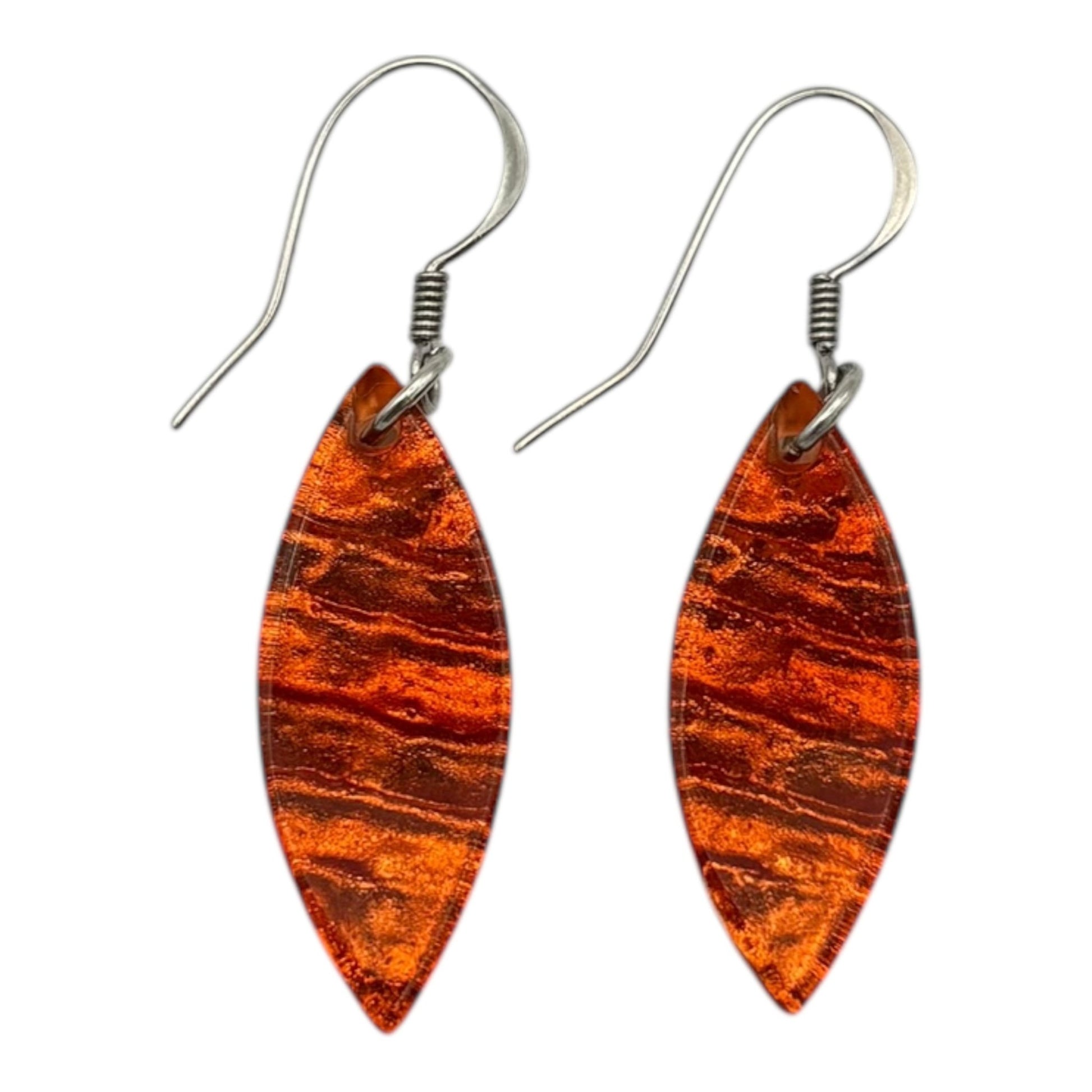 Orange Aztec Petal Shiny Fish Hook Earrings | The Jewellery Stop