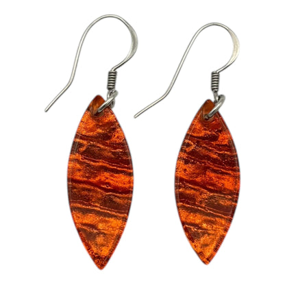 Orange Aztec Petal Shiny Fish Hook Earrings | The Jewellery Stop