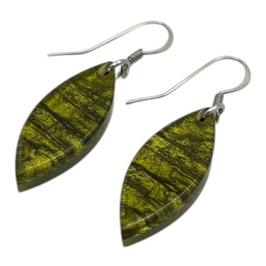 Pistachio Aztec Petal Shiny Fish Hook Earrings | The Jewellery Stop