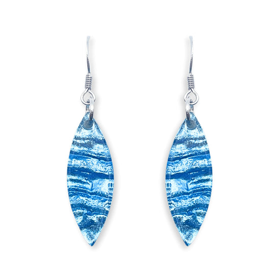 Sky Aztec Petal Shiny Fish Hook Earrings