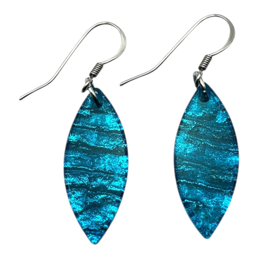 Turquoise Aztec Petal Shiny Fish Hook Earrings | The Jewellery Stop