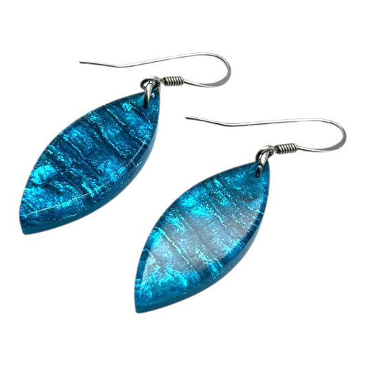Turquoise Aztec Petal Shiny Fish Hook Earrings | The Jewellery Stop