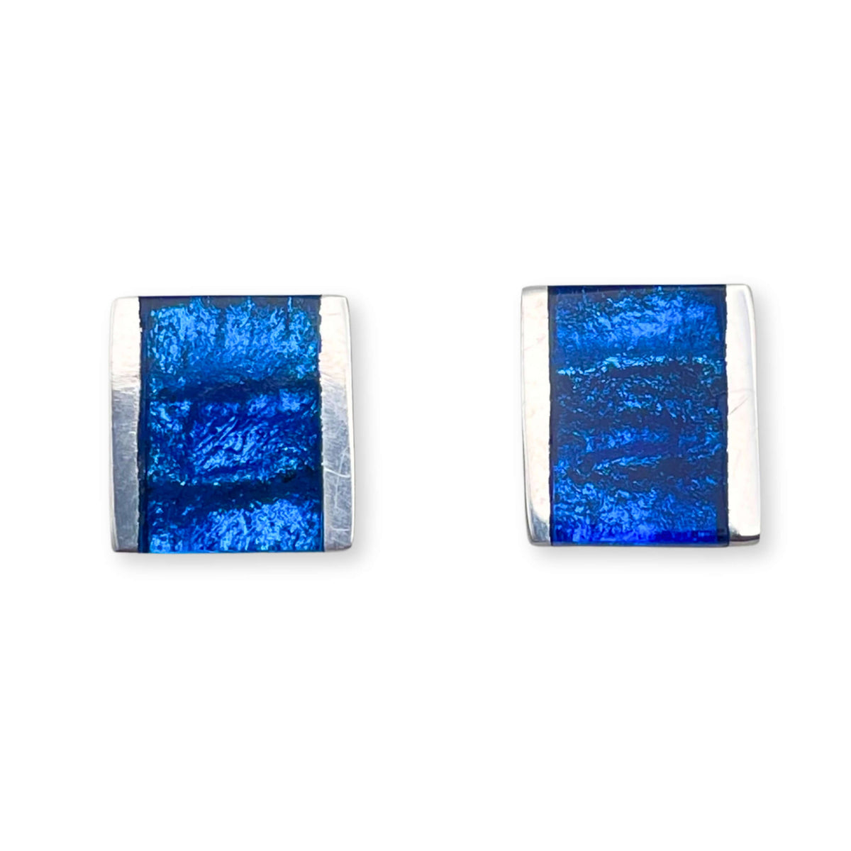 Azure Ribbons Shiny Stud Earrings