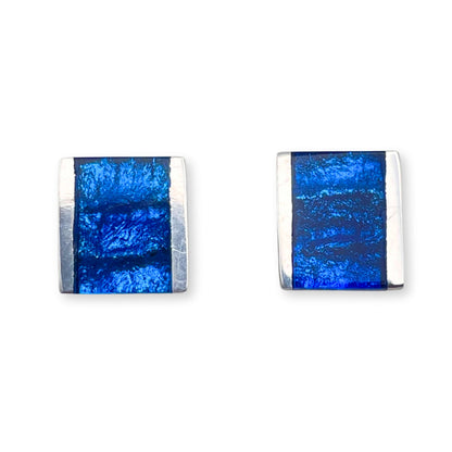 Azure Ribbons Shiny Stud Earrings