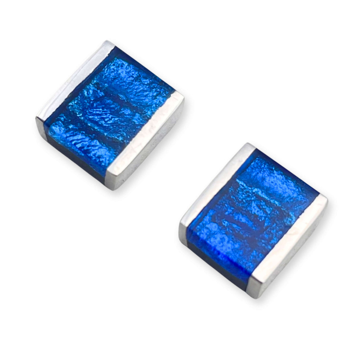 Azure Ribbons Shiny Stud Earrings