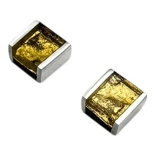 Gold Ribbons Shiny Stud Earrings | The Jewellery Stop