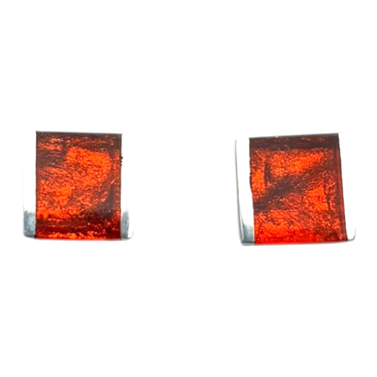 Orange Ribbons Shiny Stud Earrings | The Jewellery Stop