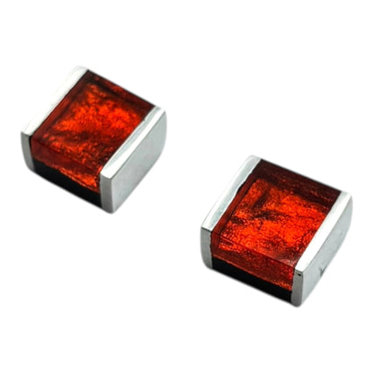 Orange Ribbons Shiny Stud Earrings | The Jewellery Stop