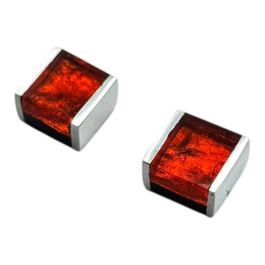 Orange Ribbons Shiny Stud Earrings | The Jewellery Stop