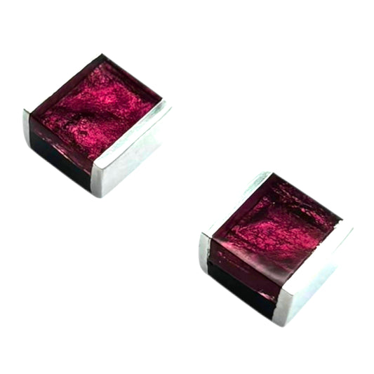 Peony Ribbons Shiny Stud Earrings