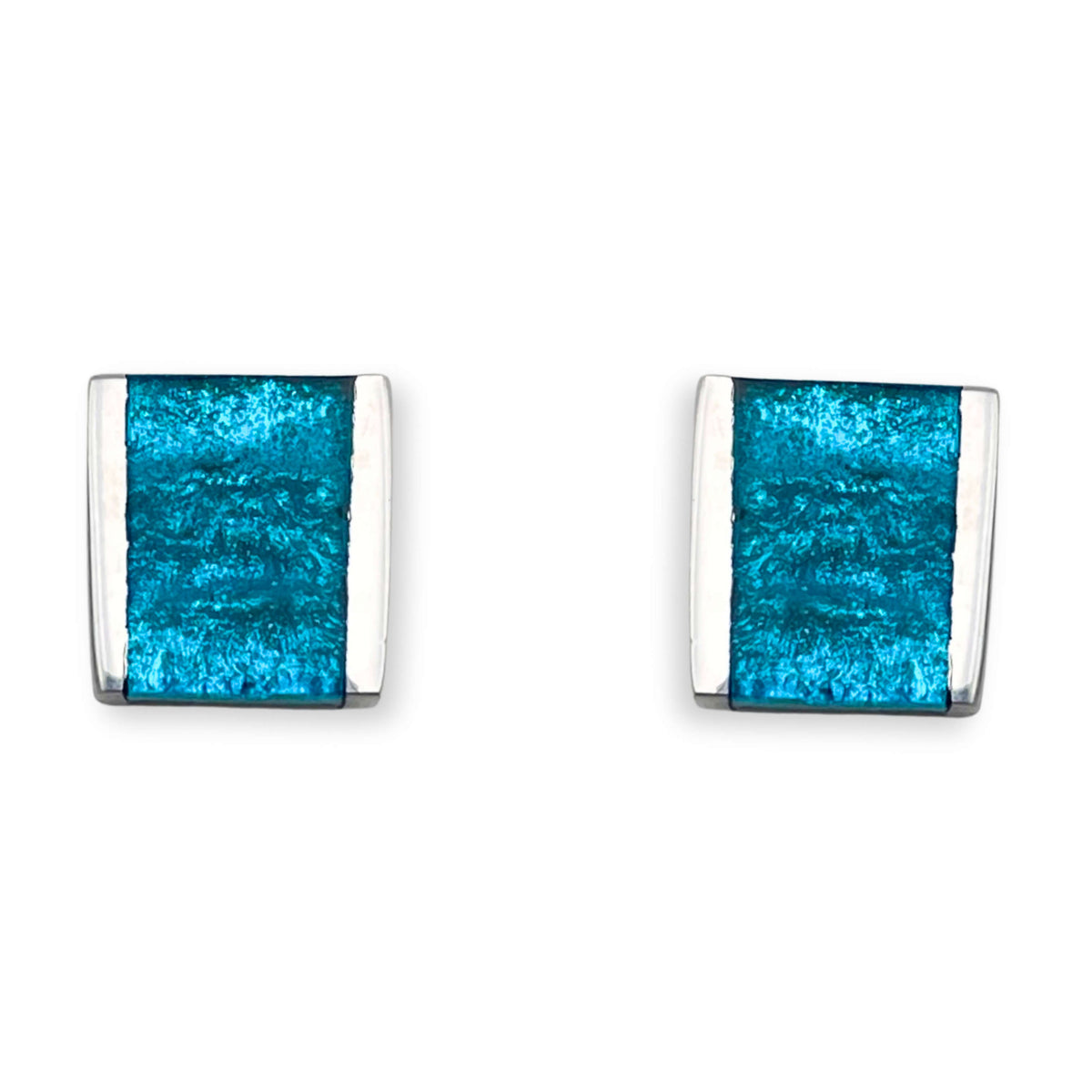 Turquoise Ribbons Shiny Stud Earrings