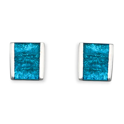 Turquoise Ribbons Shiny Stud Earrings