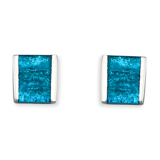 Turquoise Ribbons Shiny Stud Earrings