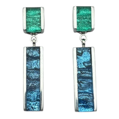 Crystal Ribbons Shiny Double Drop Stud Earrings
