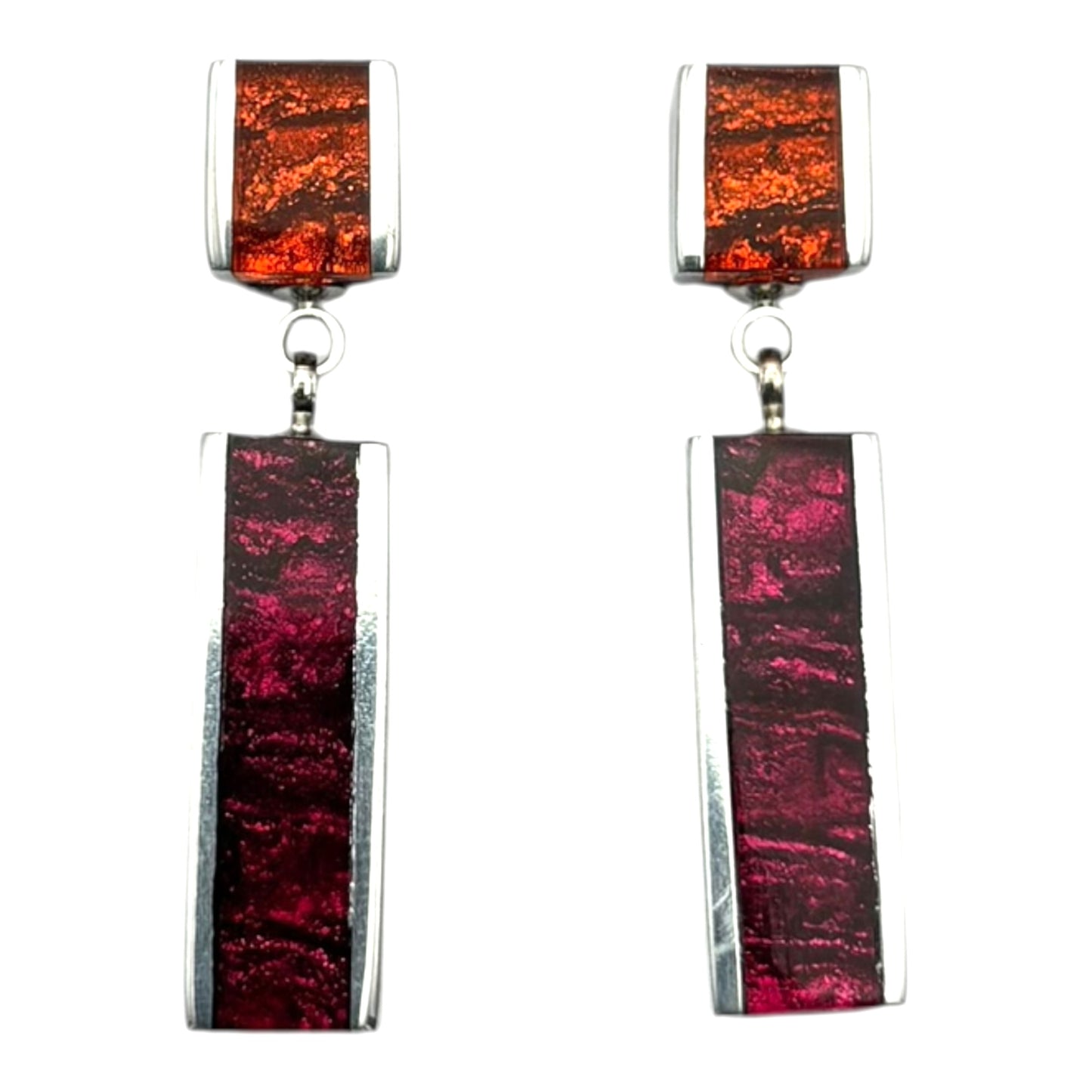 Tropical Ribbons Shiny Double Drop Stud Earrings