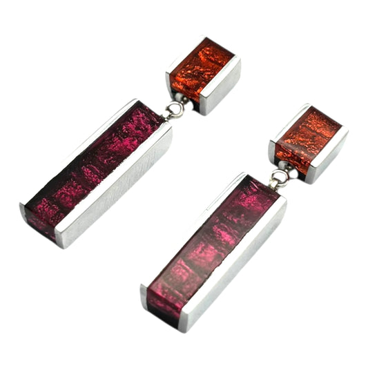 Tropical Ribbons Shiny Double Drop Stud Earrings