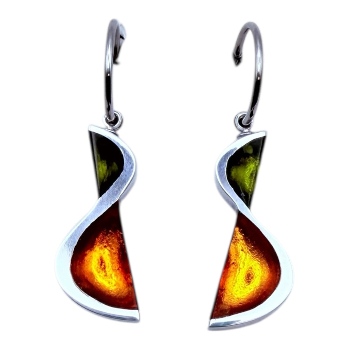 Pistachio Hourglass Shiny Creole Earrings