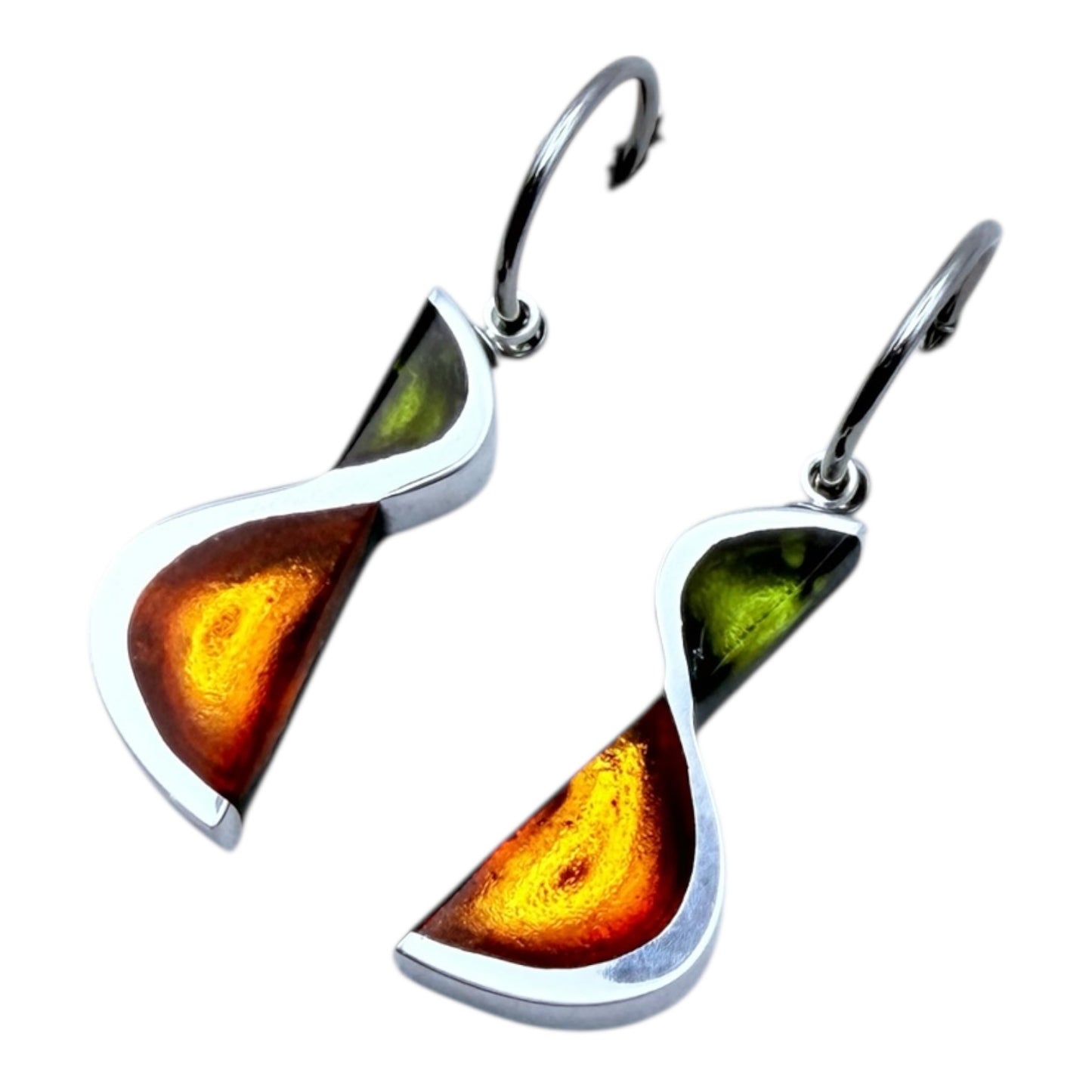 Pistachio Hourglass Shiny Creole Earrings