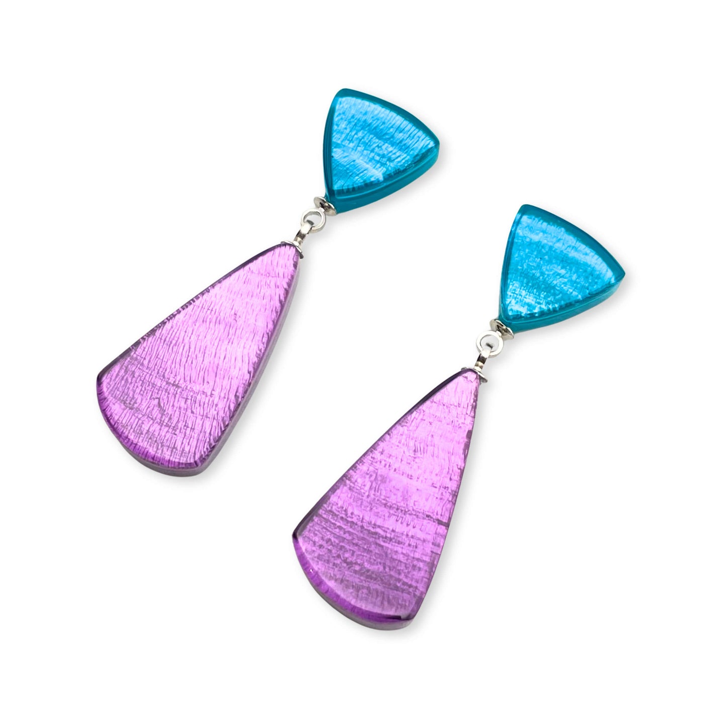 Rainbow Shell Cones Shiny Double Drop Stud Earrings