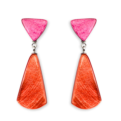 Tropical Shell Cones Shiny Double Drop Stud Earrings