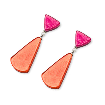 Tropical Shell Cones Shiny Double Drop Stud Earrings