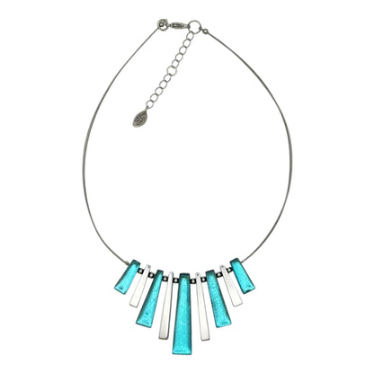 Aqua Pinstripe Shiny Necklace | The Jewellery Stop