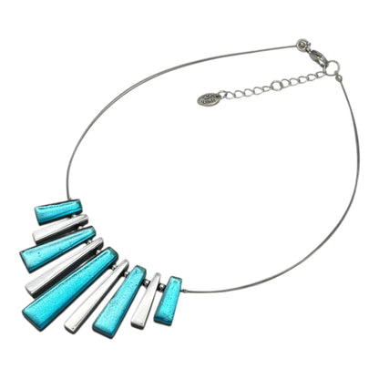 Aqua Pinstripe Shiny Necklace | The Jewellery Stop
