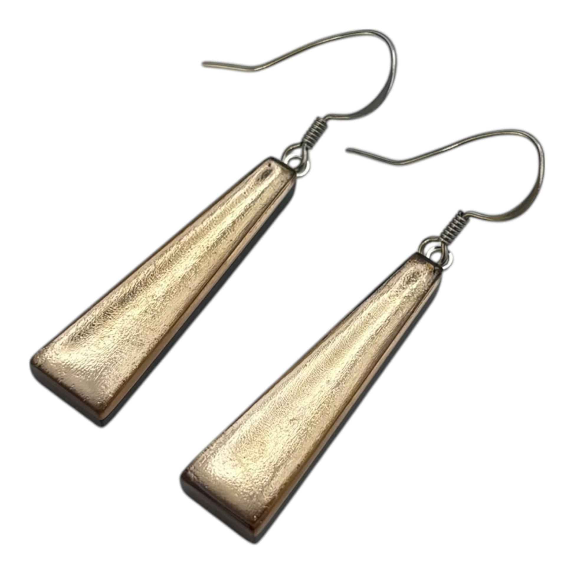 Gold Pinstripe Shiny Fish Hook Earrings | The Jewellery Stop