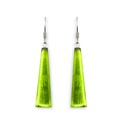 Lime Pinstripe Shiny Fish Hook Earrings