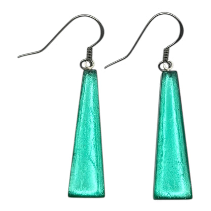 Mint Pinstripe Shiny Fish Hook Earrings