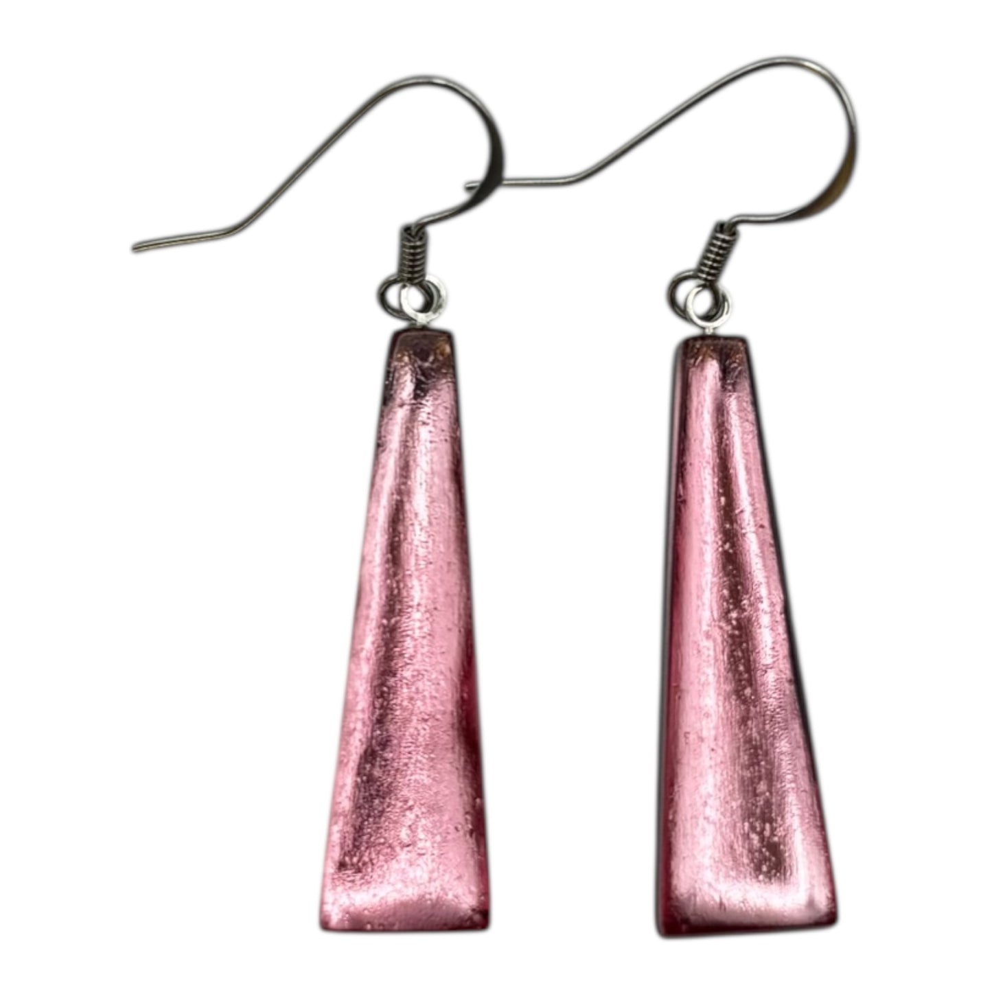 Rose Pinstripe Shiny Fish Hook Earrings