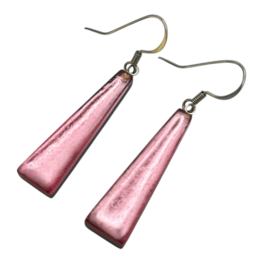 Rose Pinstripe Shiny Fish Hook Earrings