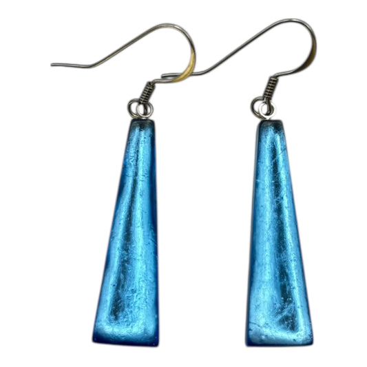 Sky Pinstripe Shiny Fish Hook Earrings